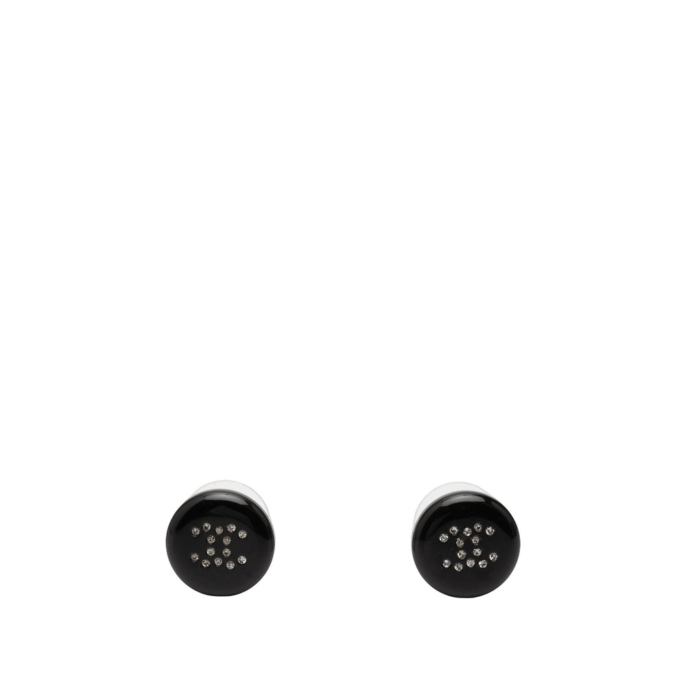 Pre-Loved Chanel CC Resin and Strass Button Push Back Earrings